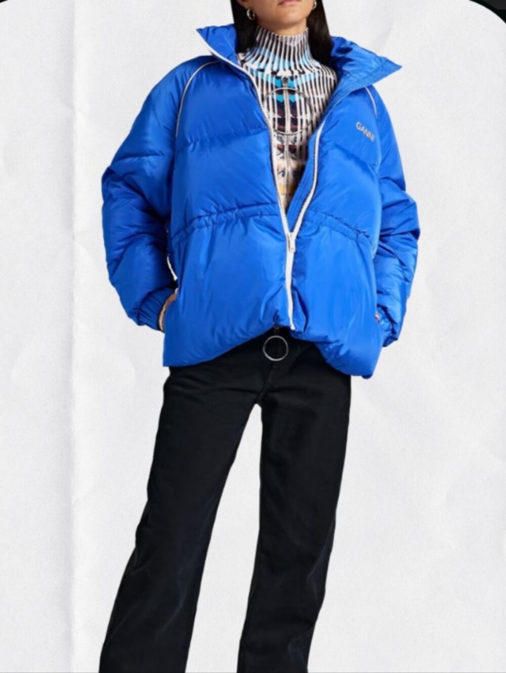 Ganni Quilted Recycled Puffer Shell Jacket Size 36